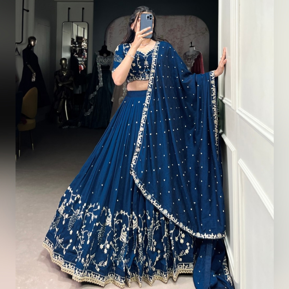 Blue Lehenga for Women Party Wear Lehenga Choli Navratri Dress Diwali Wedding